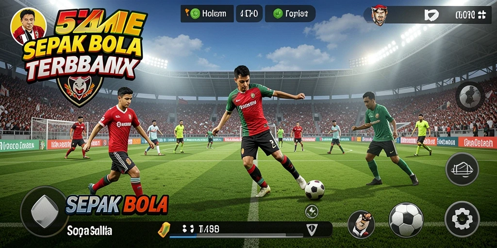 Tampilan antarmuka <strong>5ZK</strong> yang sangat menarik dan penuh warna dalam gameplay sepak bola.