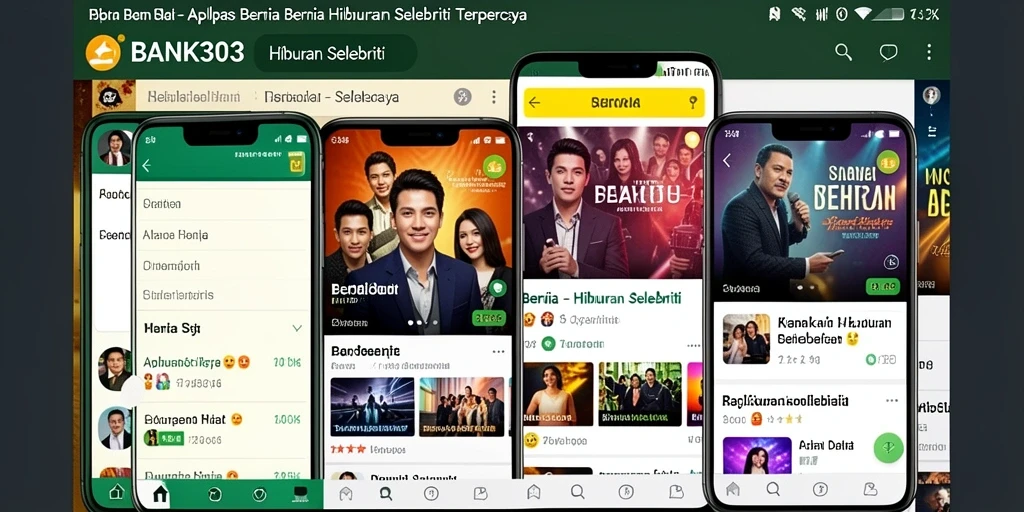 Tampilan utama aplikasi BANK303 dengan berita selebriti terkini.