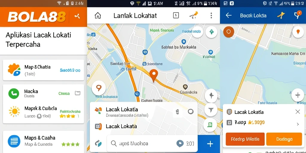 Antarmuka BOLA88 dengan fitur Lacak Lokasi yang interaktif.