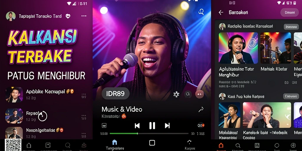 Antarmuka pengguna IDR89 yang menarik dan mudah digunakan untuk karaoke.